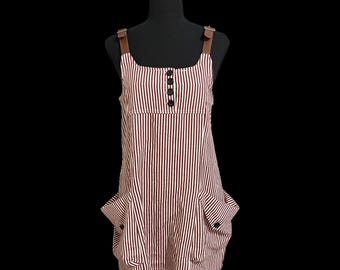 Robe chasuble rayée G. Lungta London pour femme, taille M/L
