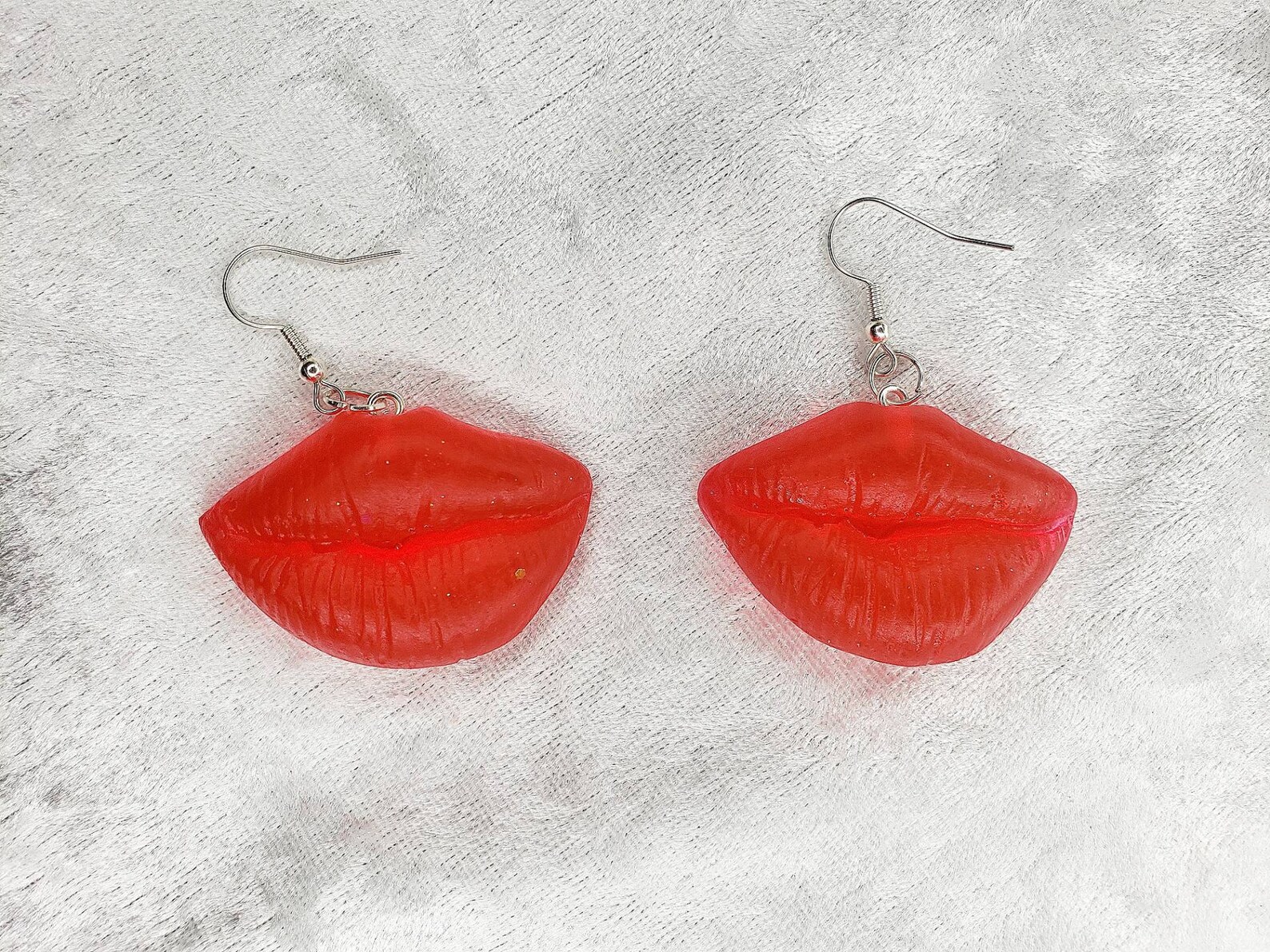 Resin red lip earrings sexy jewelry bimbo earrings y2k Etsy