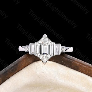 Sechseckschliff Moissanit Verlobungsring Weißgold Ring Vintage Baguette Ring Unikate Cluster Ring Frauen Jahrestag Versprechen Ehering