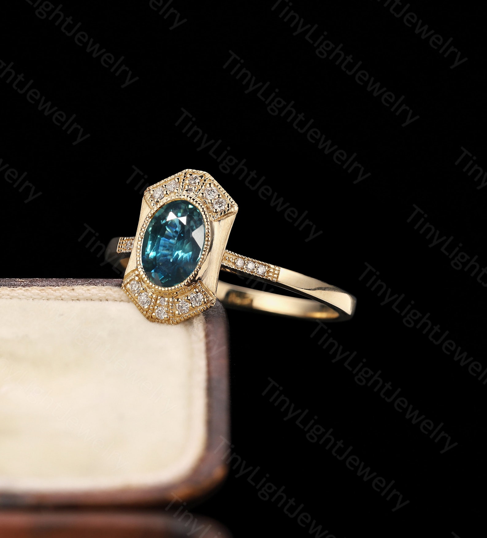 Vintage Teal Sapphire Ring Oval Teal Sapphire Engagement Etsy — free download