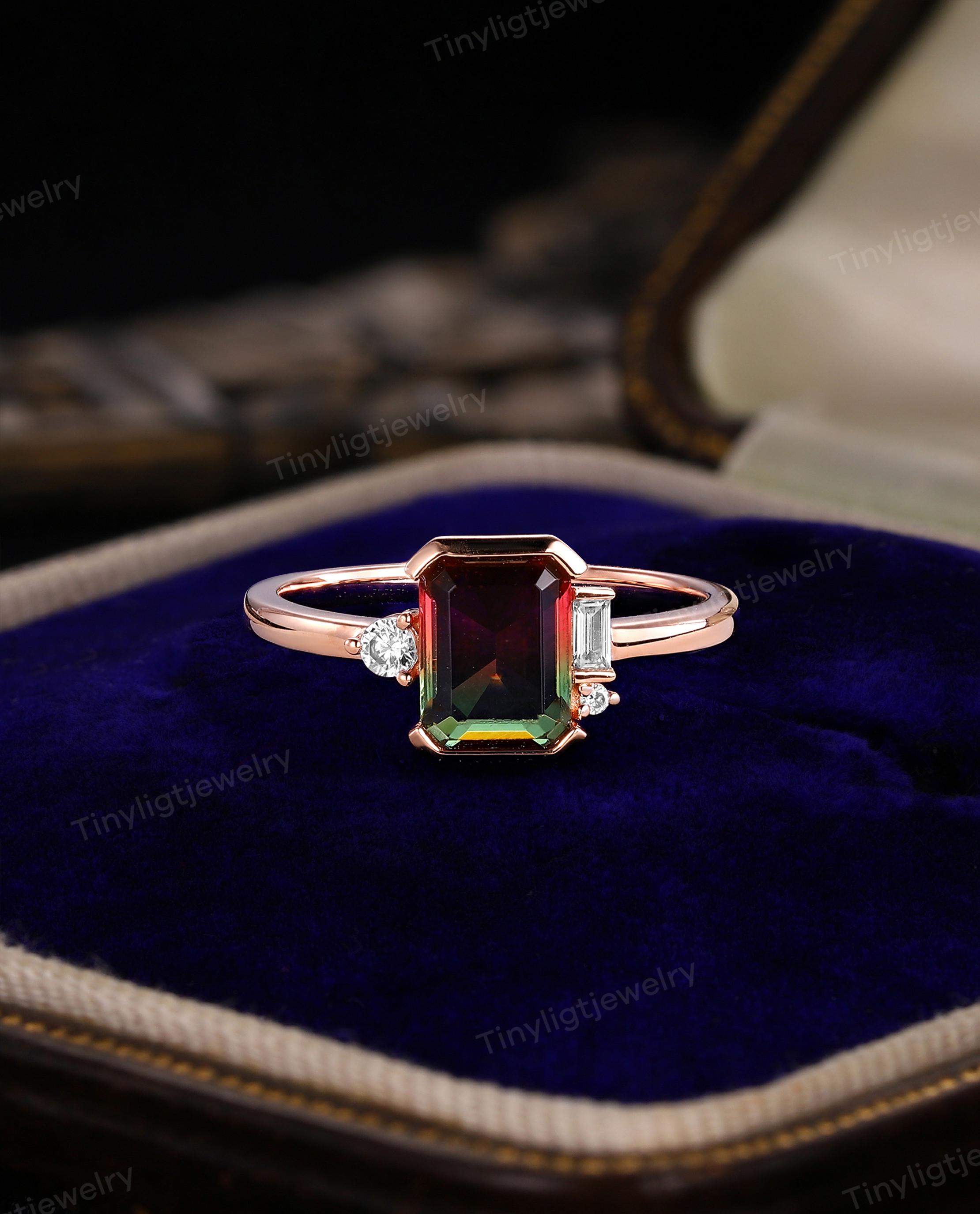 ❴ GEM KINGDOM ❵ bicolor mop ring Moonstone Ring - Rainbow Moonstone Ring With Thick Chunky