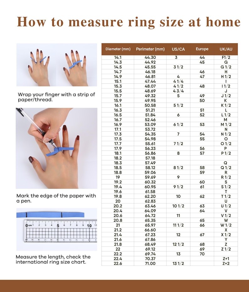 a person's hands wearing rings of different sizes, with a ruler and a pen for marking the edge of the paper.