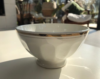 Beautiful Vintage French White Porcelain Cafe au Lait Bowl/Coffee with gilded rim