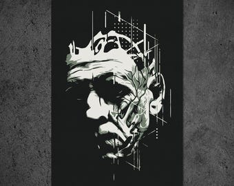 Cyberpunk Glitch Poster, Dystopian Sci-fi Art, Urban Streetwear Design
