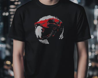 Cyberpunk Animal Skull Helmet T-Shirt Abstract Street Art Stencil Graphic Tee