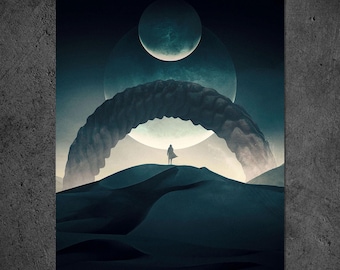 Dune Sandworm Art Print, Arrakis Sci-Fi, Shai-Hulud Poster