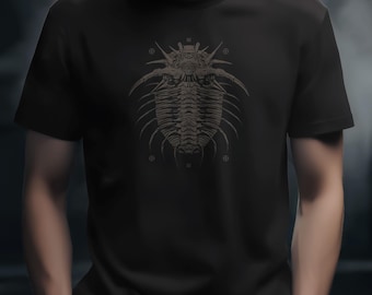 Trilobite Fossil Dark Graphic T-Shirt, Distressed Prehistoric Tee, Doom, Goth, Metal Aesthetic