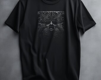 Green Man Stone Carving T-Shirt, Dark Folklore Graphic Tee, Medieval Gothic Pagan Aesthetic