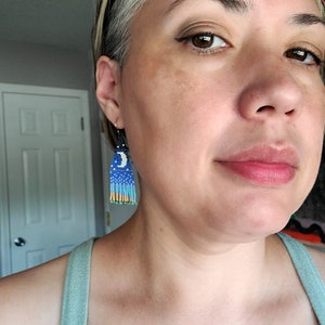 Carolyn wearing Sun and Moon Earrings