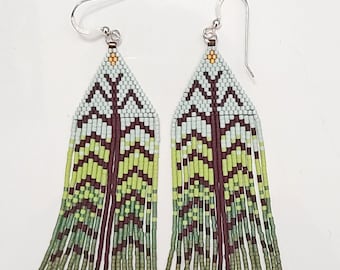 Navajo Corn Stalk Beaded Fringe Earrings