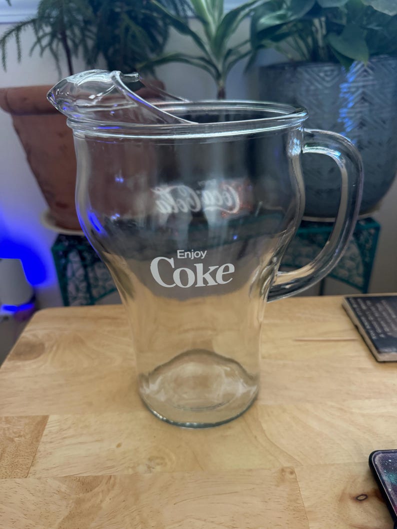 Coca-cola Large Glass Pitcher- Collector Glassware With Classic Logo ...