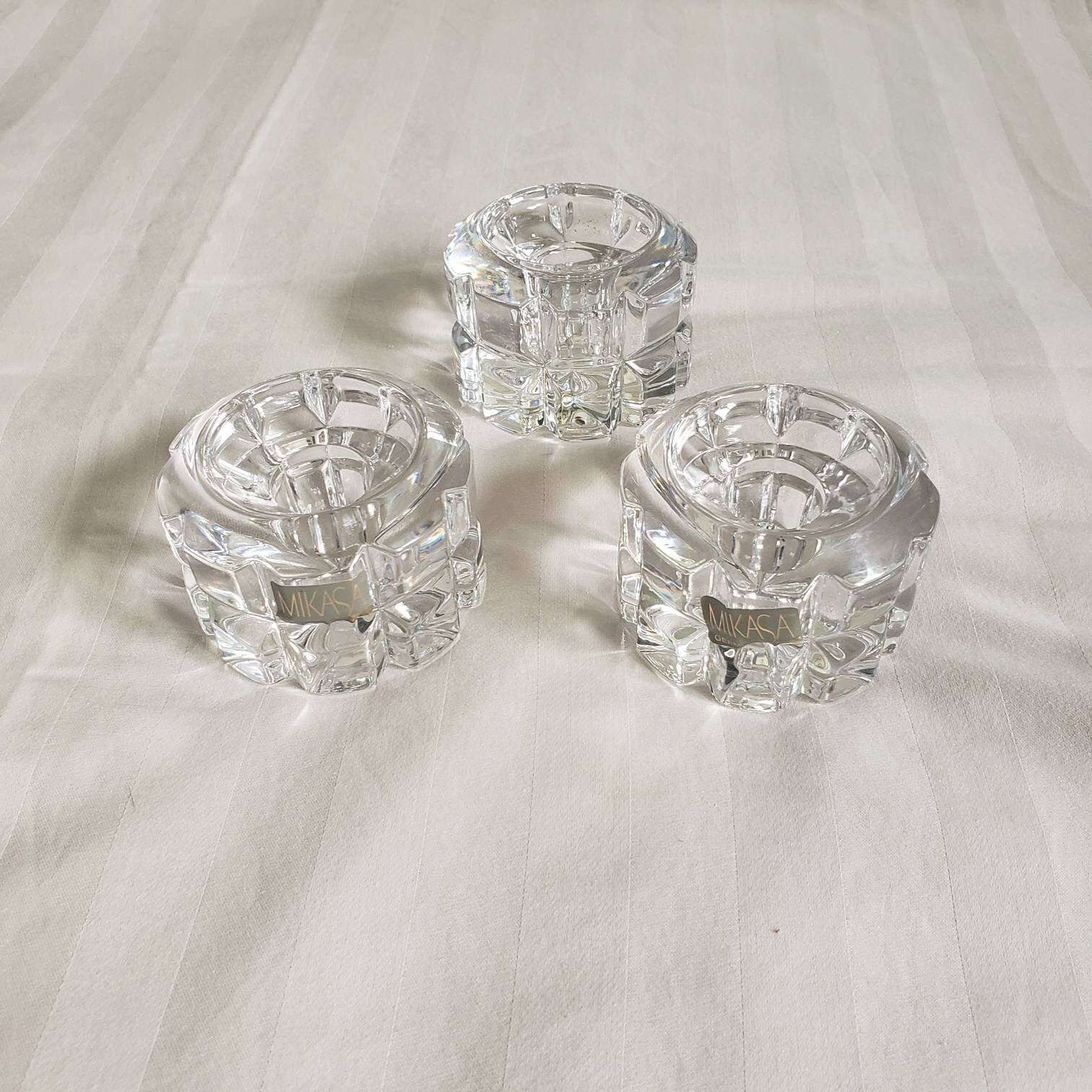 Mikasa Clear Crystal Candle Holders Etsy