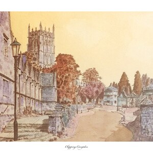 Digital Download Colour Bundle/ 4 Multicolour Seasonal Prints of Chipping Campden High Street Original Watercolour Paintings/ Cotswolds Art