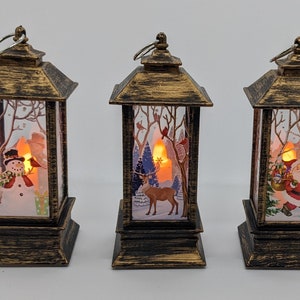 Light Up Christmas Glowing Mini Lantern Ornament Santa Snowman Deer