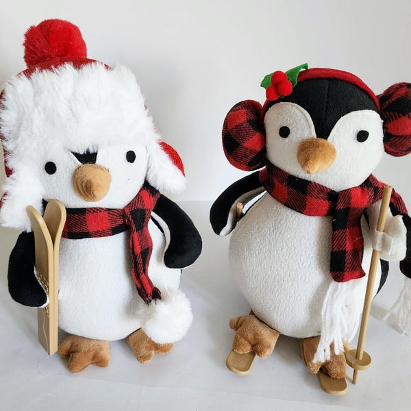 Holiday Plush Penguin with Skis