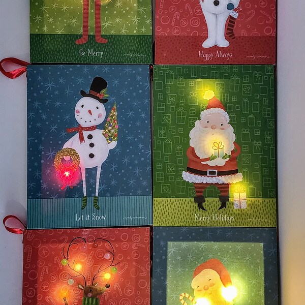 Light Up Canvas Holiday Prints with ribbon hanger