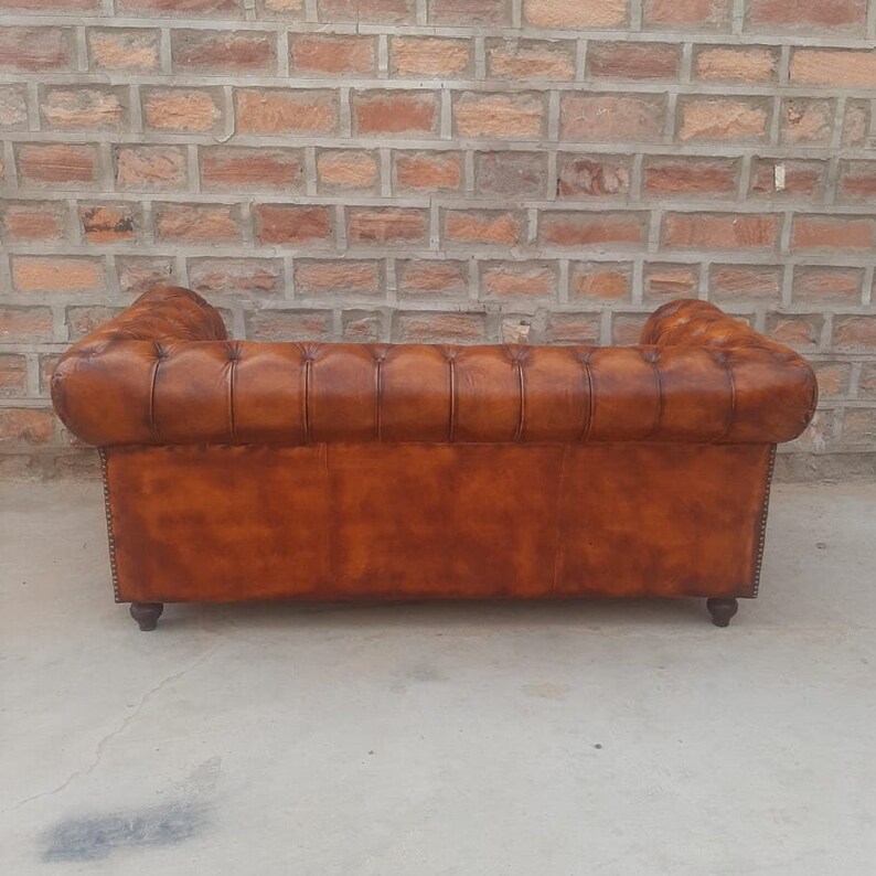 Laramie Chesterfield Leather Sofa Etsy