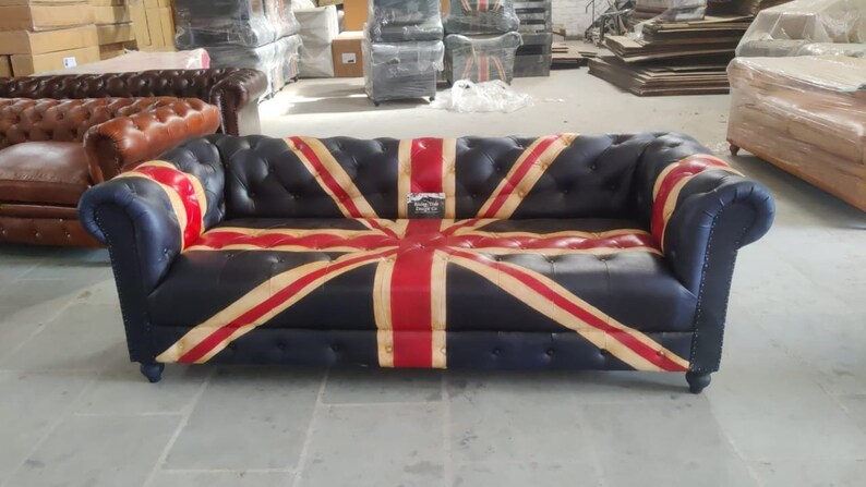 Union Jack Chesterfield Leather Sofa | Etsy