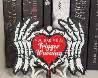 Trigger Warning Sign| bookish decor | bookshelf decor