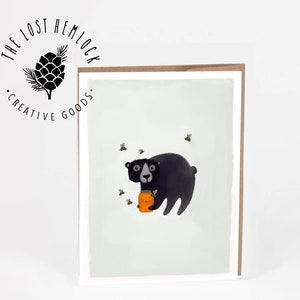 Notecard/Greeting Card “Honey Bear” -  Original Watercolor Painting by Amy Zumwalt- Black Bear with Honey