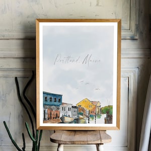 Portland in the Summer | Giclee Print or Canvas of Original Watercolor Painting - Portland, Maine - Old Port
