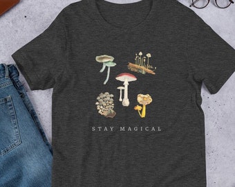 Mushroom Tee - Stay Magical - Vintage Mushroom Botanical T-shirt, Plant Shirt, Hippie Shirt, Nature Shirt, Nature Lover, Magic Mushrooms