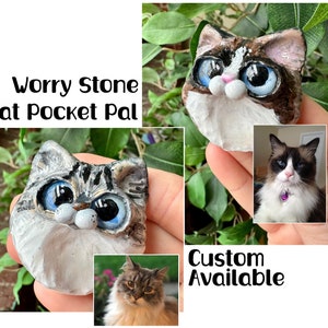 Custom Worry Buddy Small Pocket Sized Pet Rock or Stone Friend Calming Adult Fidget Toy Stress Relief Therapy Trinket Desk Gift Idea