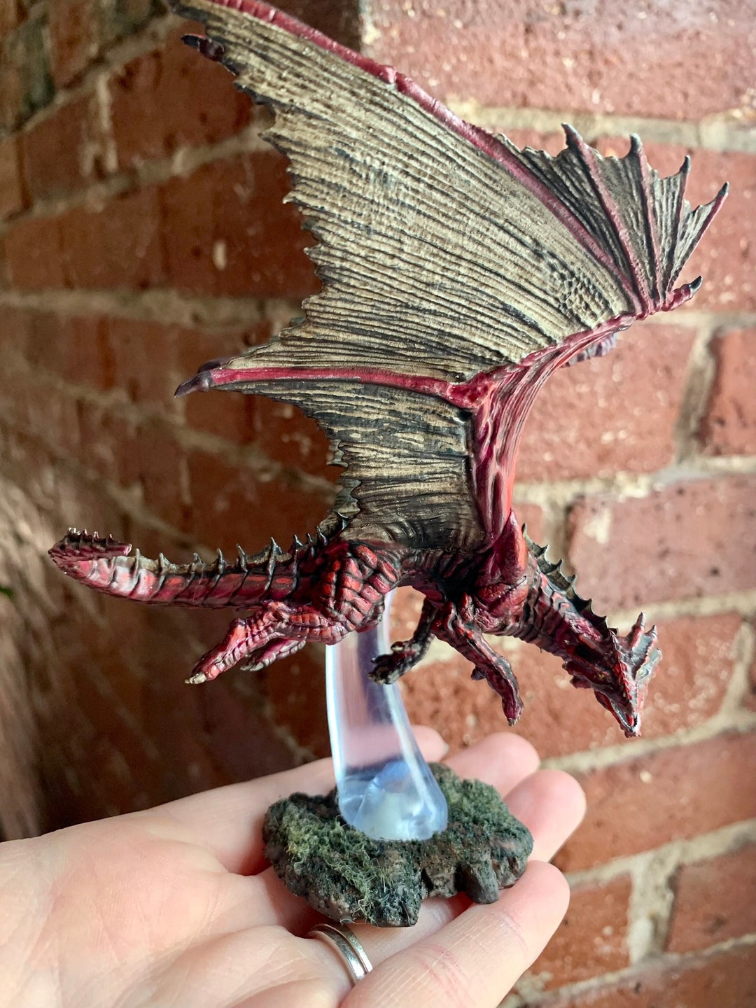 Red Dragon Miniature Proprainted, Recolor of Young Bronze Dragon From