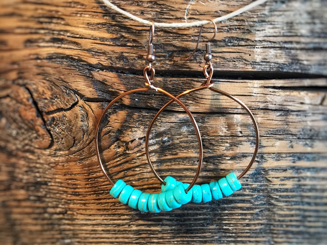 Turquoise beaded hoop earrings Clearance