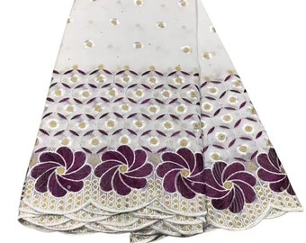 White, Purple and Gold Cotton lace