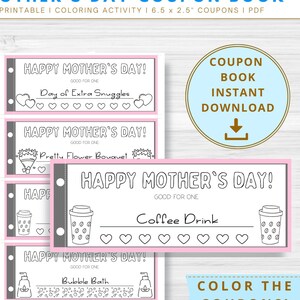 Modèle de livre de coupons pour la fête des mères, coupons imprimables des enfants, coupons vierges, cadeaux de fête des mères, cadeaux bonus maman, cadeau de remerciement maman, PDF