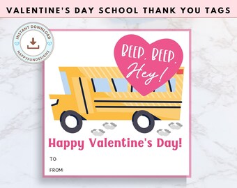 Bus Driver Valentine Gift Tag Printable, School Bus Valentine, School Bus Driver Gift, Bus Driver Thank You, Bus Driver Appreciation Gift