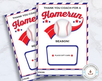 Baseball Coach Gift Card Holder Printable, Baseball Team Gift for Coach, Thank you Baseball Coach Gift, Thank You Coach, Coach Appreciation