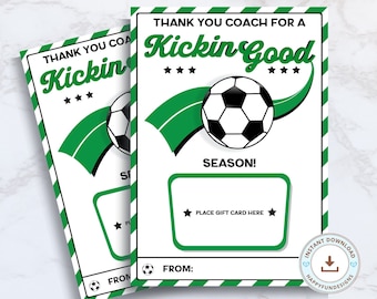 Soccer Coach Thank You Gift Card Holder Printable, Soccer Team Gift Tags, Team Gift for Coach, Thank You Soccer Coach Card, Appreciation Tag