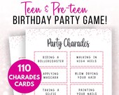 Printable Charades Game, Teen Girl Games, Charades Game for Kids, Charades Cards, Birthday Charades, Group Party Game, Sleepover Party Games