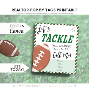 Fall Pop By Tag Printable, Football Pop By, Realtor Fall Marketing, Real Estate Template, Real Estate Agent Open House, Neighbor Realtor