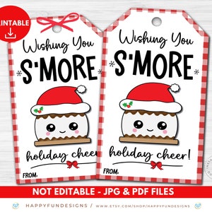 Etiqueta de Smore de Natal para impressão, desejando a você Smore alegria de Natal, Smores de professor, agradecimento da PTA da escola, etiqueta de agradecimento à equipe de professores e enfermeiros