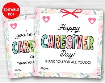 National Caregivers Day Tag Printable, Thank You Caregiver, Hospital Thank You Tag, Elderly Caregiver, Gift for Caregiver, Cancer Caregiver