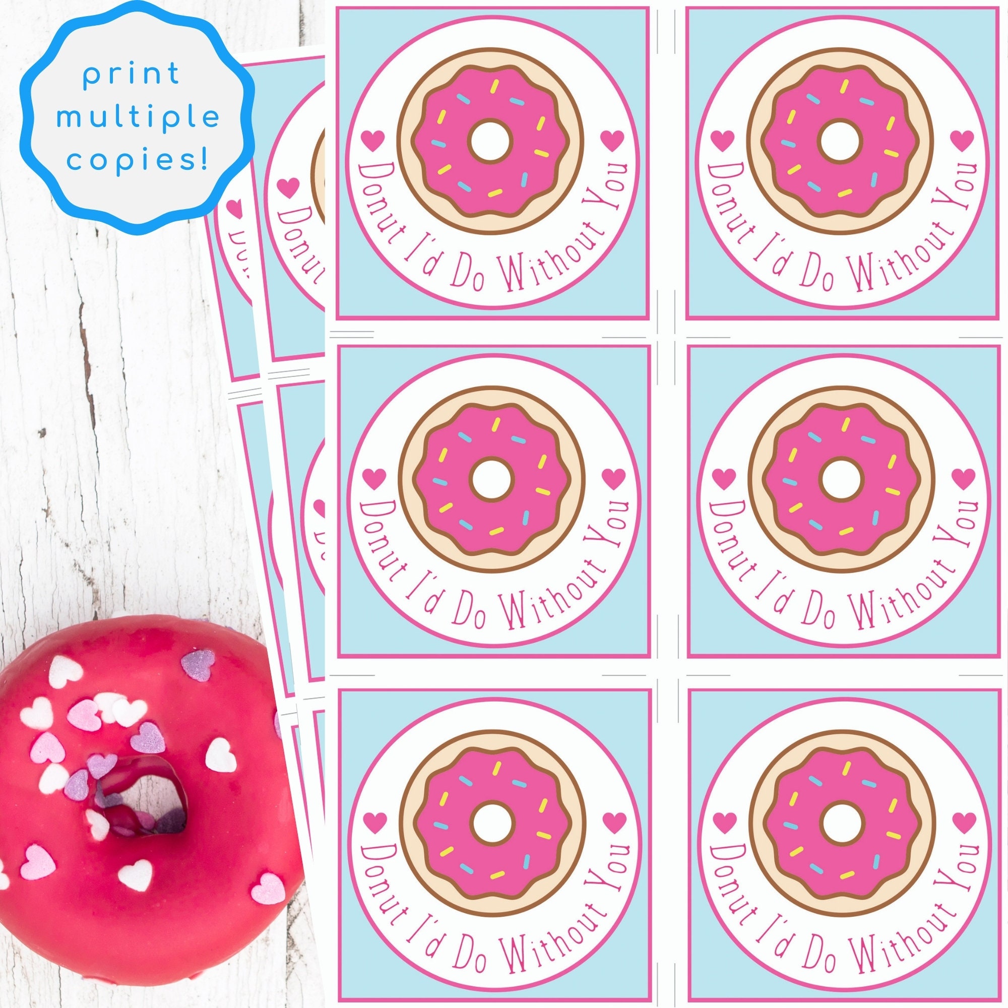 Printable Happy Valentines Day Donut Tag Valentines Donut Bag | Etsy