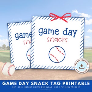 Baseball Game Day Treat Tag zum Ausdrucken, Spieltag Snack-Tag, Baseball Geständnisse Snacks, Baseball Gunst Taschen, Tball Snacks, Baseball Team Mom