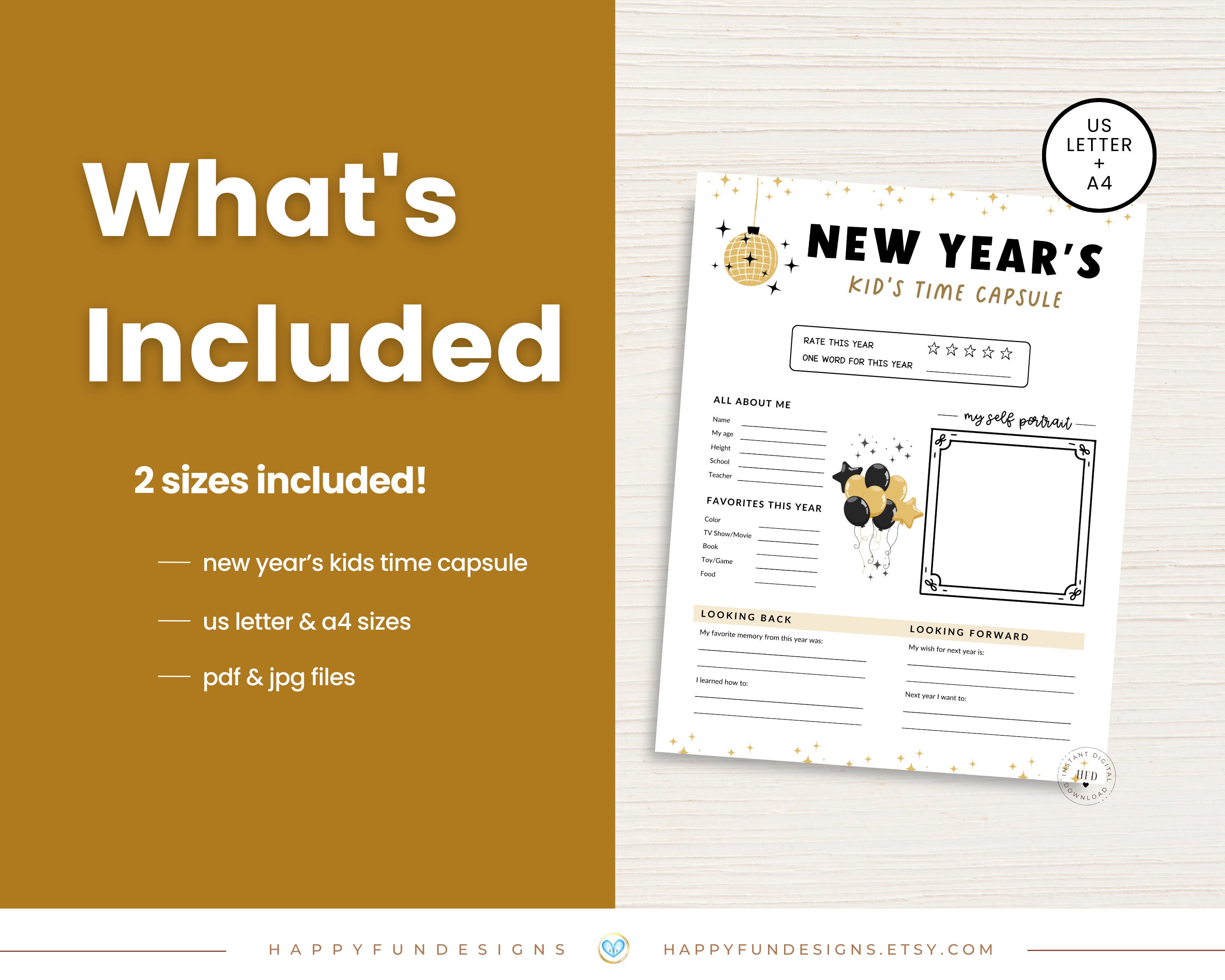 New Years Eve Kids Game, Time Capsule Questionnaire Printable, NYE ...