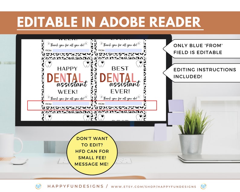 Dental Appreciation Tag Printable Dental Assistant Week Gift Etsy