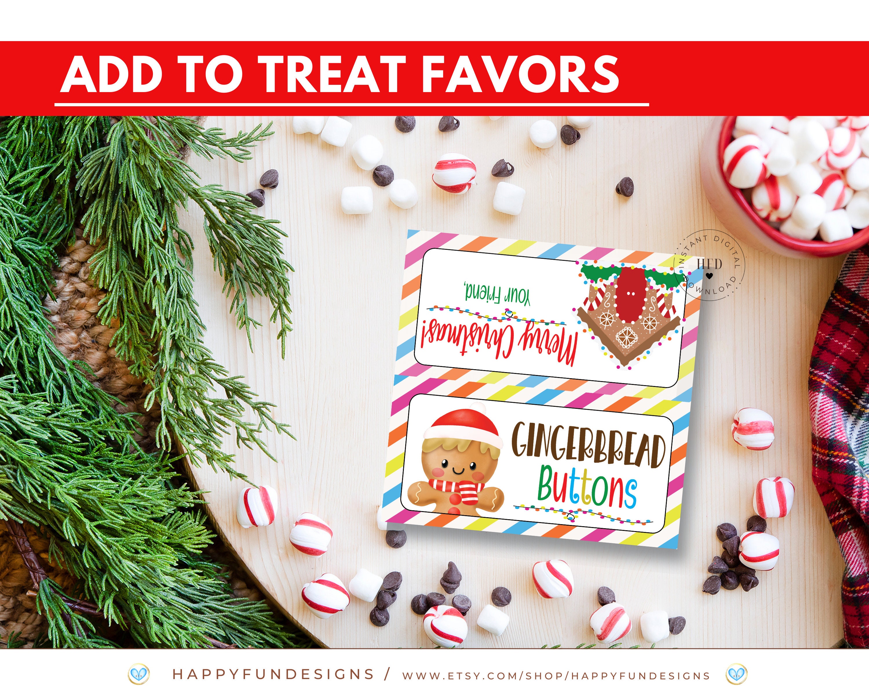 Gingerbread Buttons Treat Bag Topper Printable, Gingerbread Activities ...