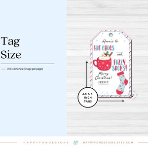 Hot Chocs and Fuzzy Socks Gift Tag Printable, Christmas Socks Tag, Hot Cocoa Gift Tag, PTA Thank You Teacher Staff Nurse Appreciation Tag image 12