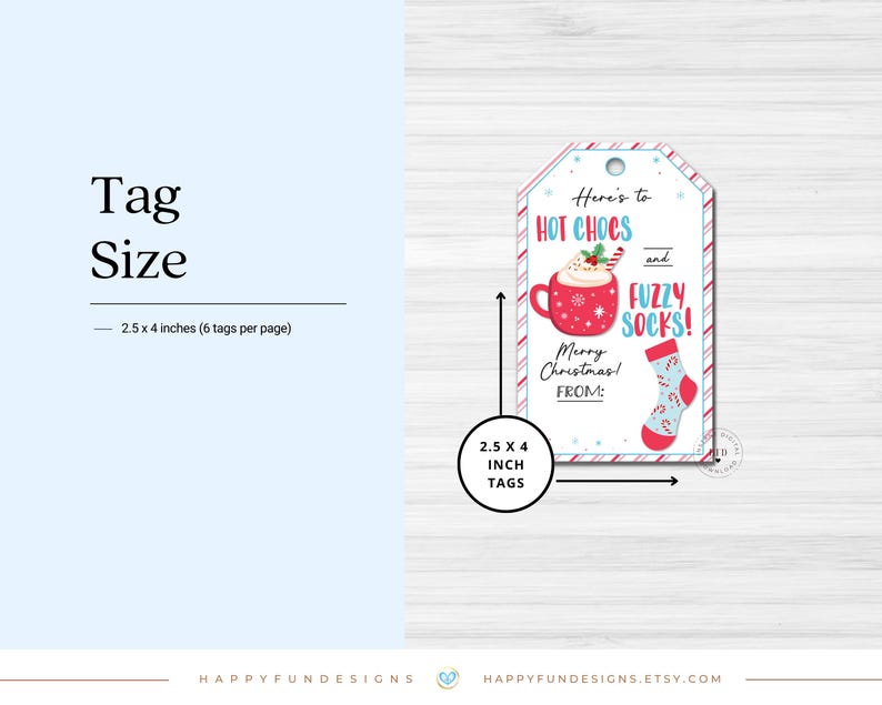Hot Chocs and Fuzzy Socks Gift Tag Printable, Christmas Socks Tag, Hot Cocoa Gift Tag, PTA Thank You Teacher Staff Nurse Appreciation Tag image 12