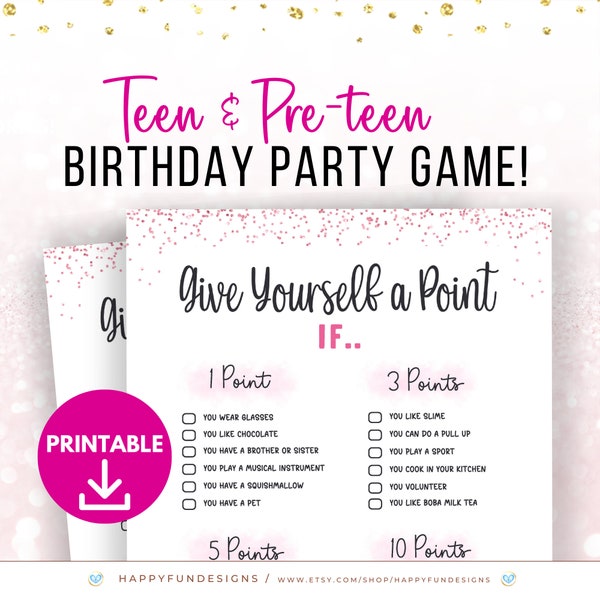Tween Birthday Game Printable - Etsy