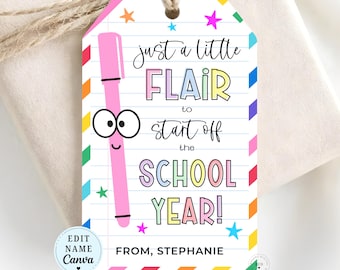 Editable Just A Little Flair Pen Teacher Appreciation Tag Printable, Write Teacher Tag PTA PTO Thank You Ink Credible Teacher Back to School