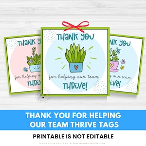 Thank You for Helping Our Team Thrive Tag Printable, Administrative Professionals Day Week Appreciation Gift, Admin Succulent Gift Tag
