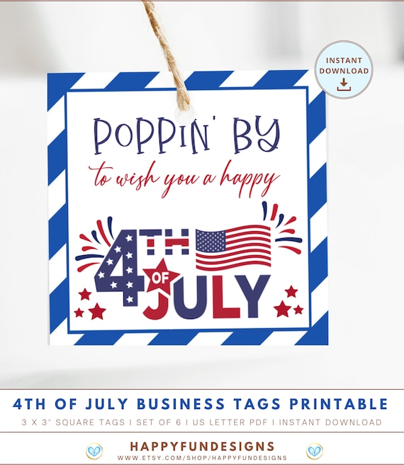 Realtor 4th of July Pop By Tags Printable, Summer Realtor Pop By Tags, Realtor Pop By Gift, Real Estate Marketing Gift, Realtor Closing Gift