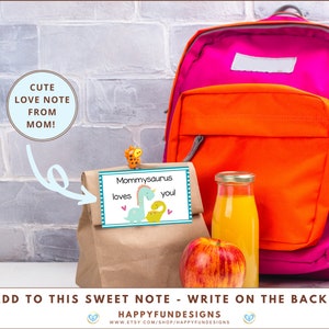 Lunch Notes for Kids Printable, Back to School Notes, 40 Dinosaur Boys Lunch Box Notes, Encouragement Cards, Notes from Mom, Notes from Dad image 5